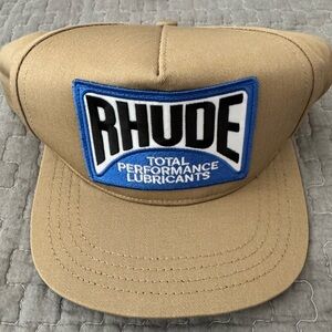 Brand New RHUDE Tan SnapBack Trucker Hat RHUDE Total Performance Lubricants